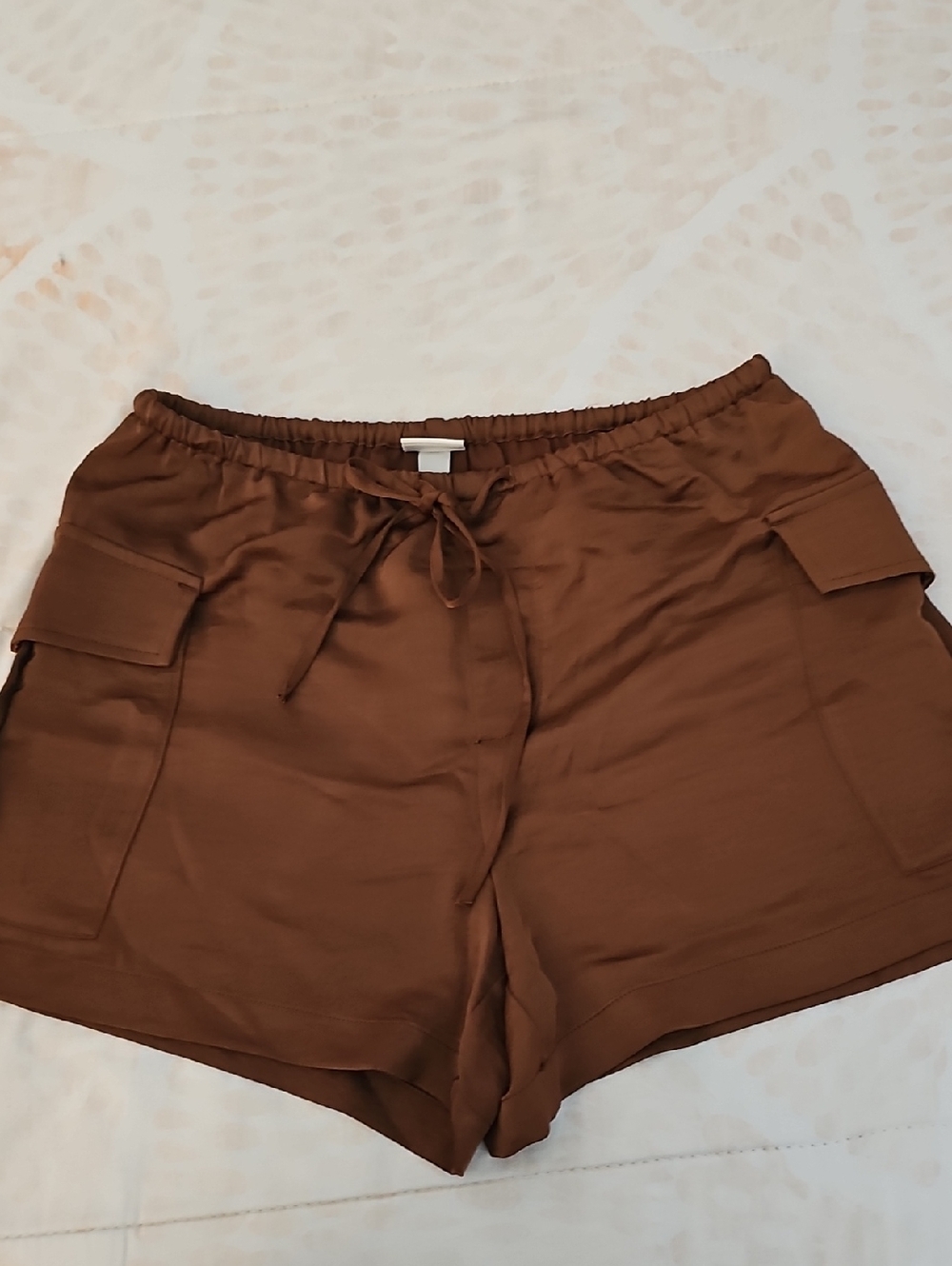 a new day Brown Cargo Drawstring Satin Women's Shorts